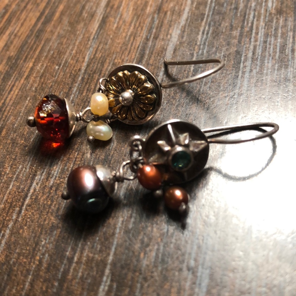 Artisan semi precious stone drop earrings